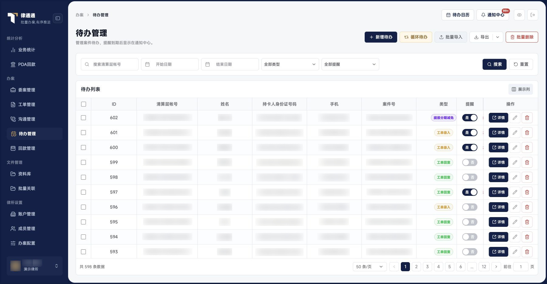 待办管理：列表全景